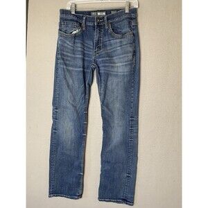 Buckle BKE Jeans Mens 32L Blue Jake Thick Stitch Stretch Bootleg Denim Cowboy